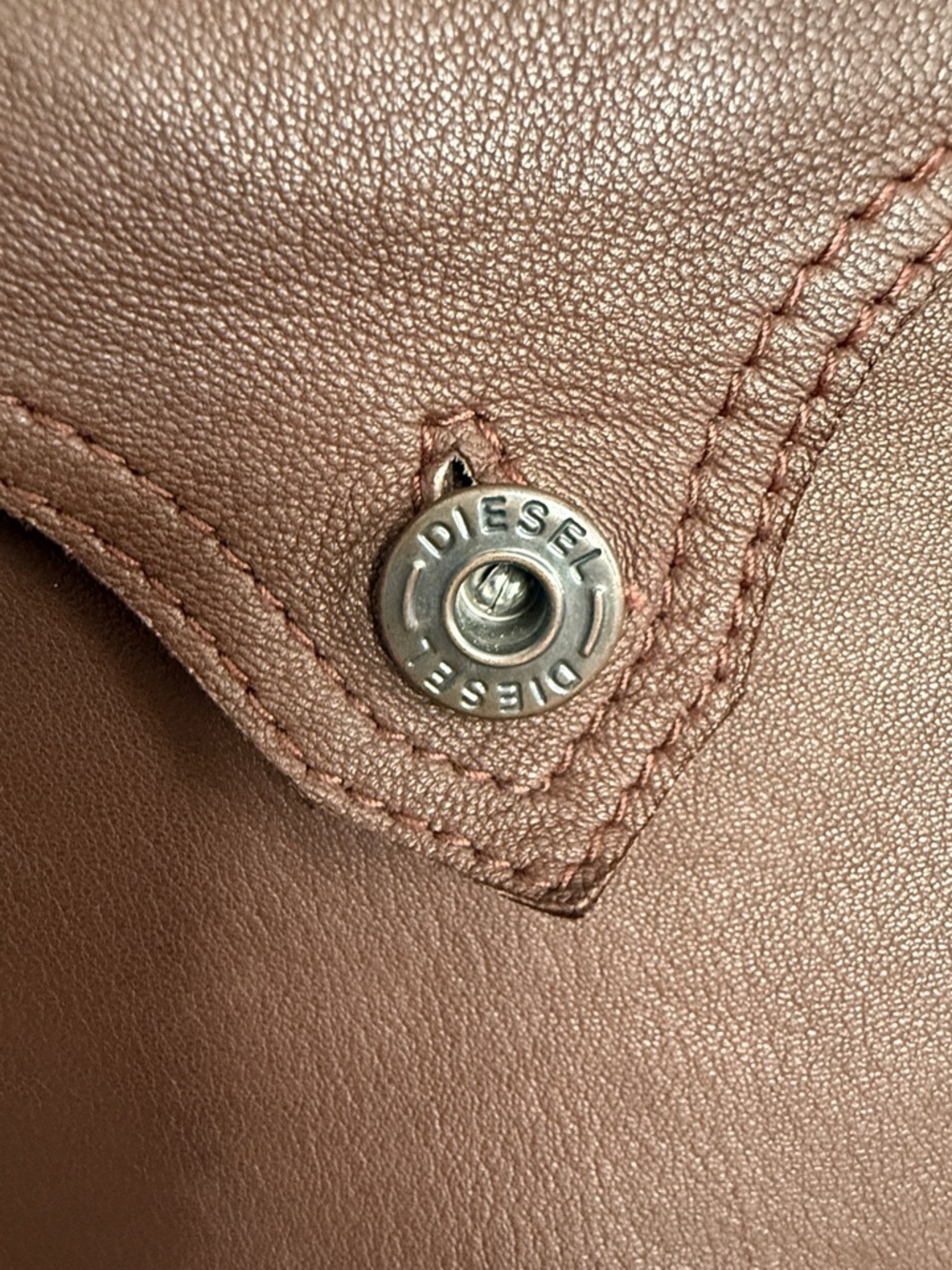 Diesel Vintage Chocolate Soft Leather Wrap Mini Skirt with Button Accent - Picture 9 of 17